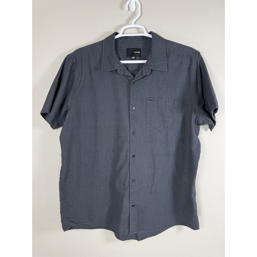 Hurley Button Down Shirt Mens XXL Charcoal Gray Short Sleeve Casual Coastal